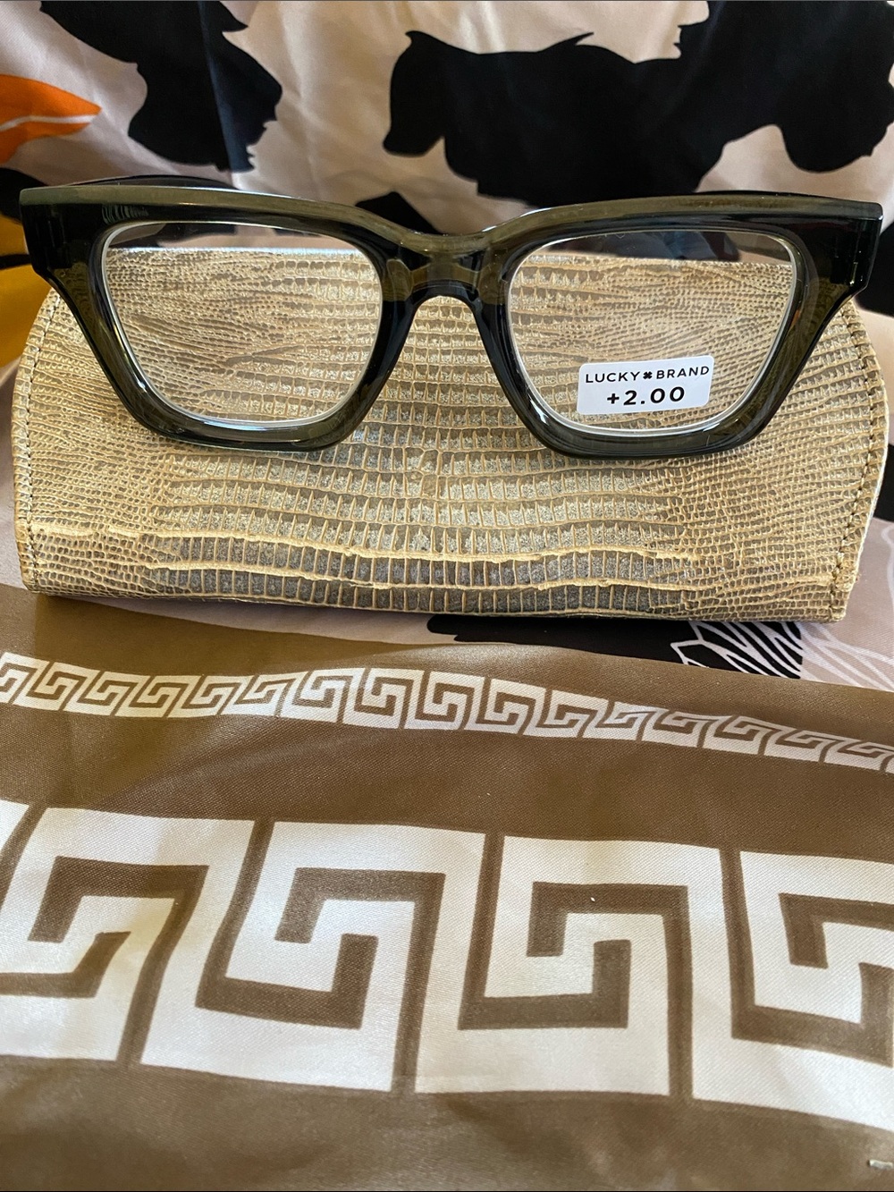 Lucky Brand Milky Green Unisex Fashionable Frames + 2 Readers NWT